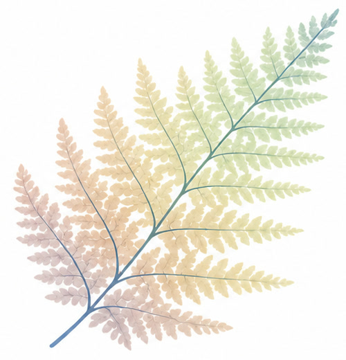 A softly colored fern frond.